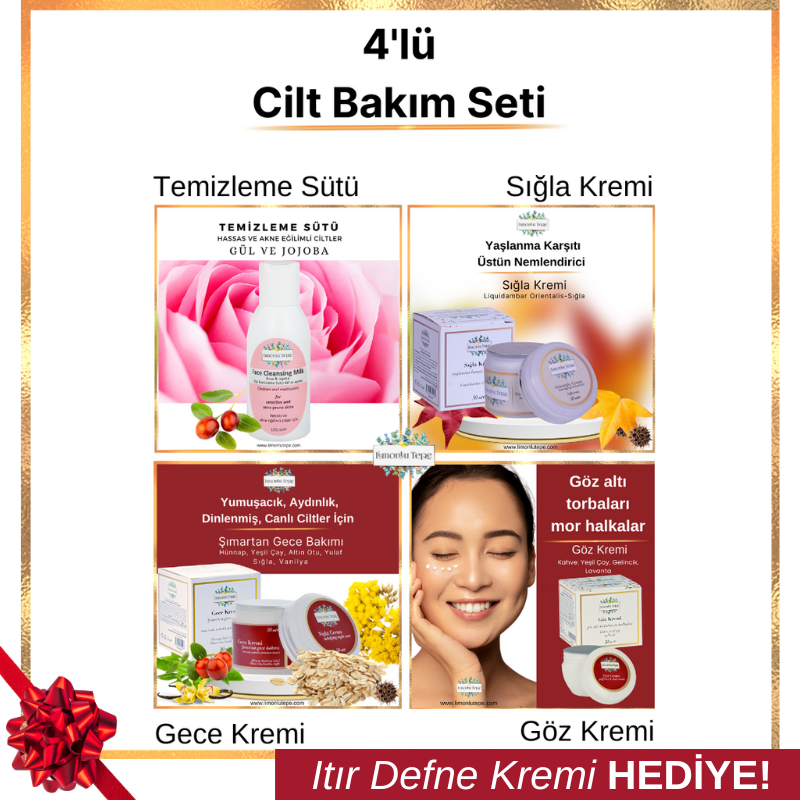 Cilt Bakım Seti 4'lü (Tem.Sütü+Sığla+Gece+Göz Kremi)