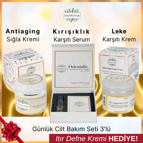 Günlük Cilt Bakım Seti 3'lü (Sığla Kremi + Kırışıklık Karşıtı Serum + Leke Karşıtı Aydınlatıcı Krem)